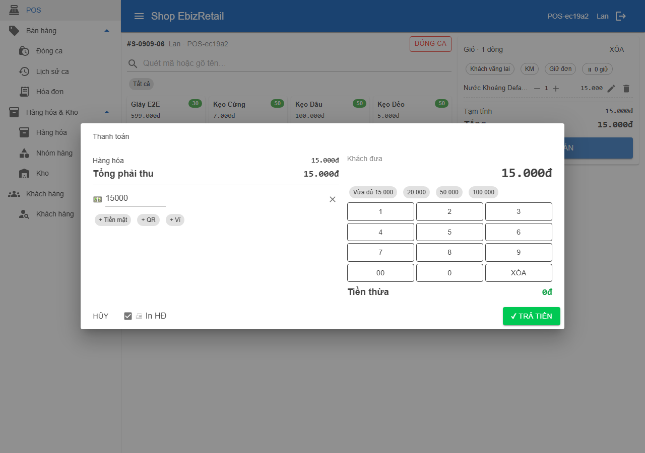 Màn hình thanh toán POS nhiều kênh